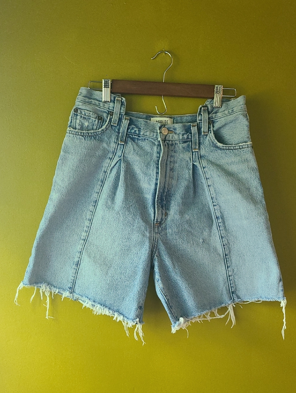 Agolde Light Pieced Angled Denim Shorts